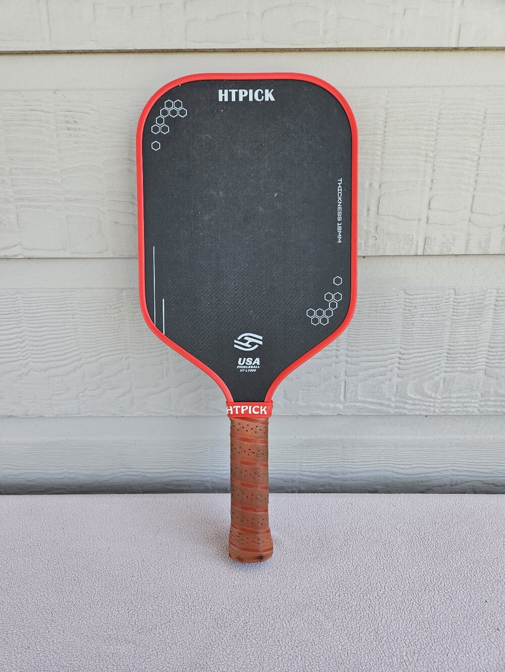 HTPick T700 Raw Carbon Fiber 16MM Pickleball Paddle Black Red HT-LY006